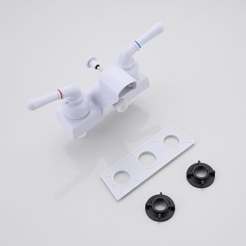 LavishStream RV Shower Faucet, 4 inch Shower Valve Diverter Replacement, with Classical Dual Handles for RV/Camper/Motorhome Bathroom, White - Image 4